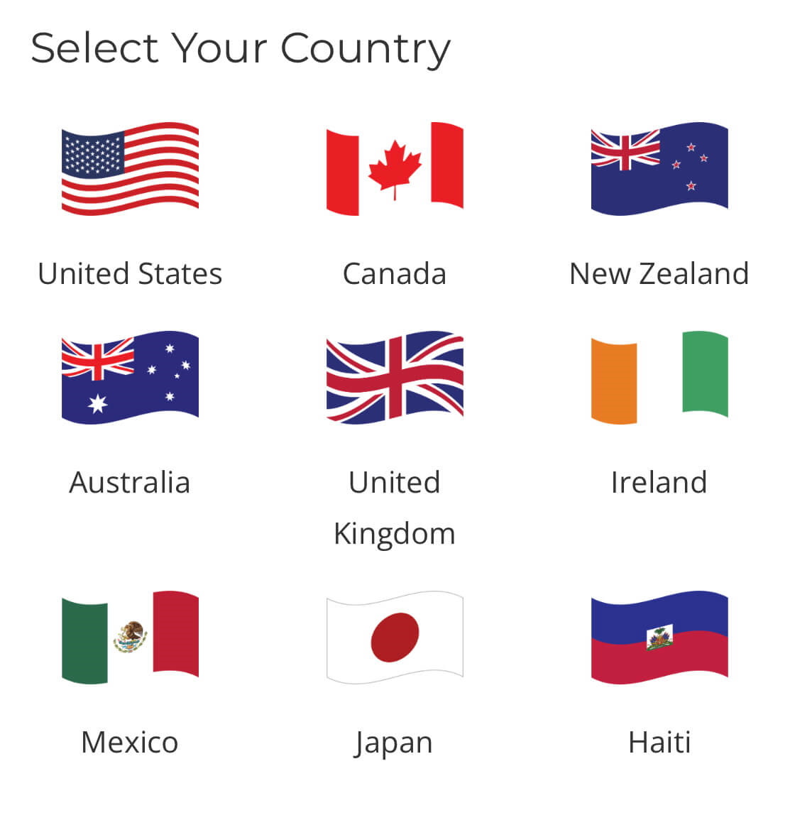 select your country